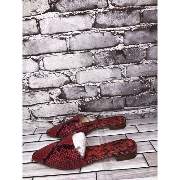 Vince Camuto Felinial Red Leather Snake Print Mule Flats Shoes Women 6M US/36.5 - Picture 7 of 16